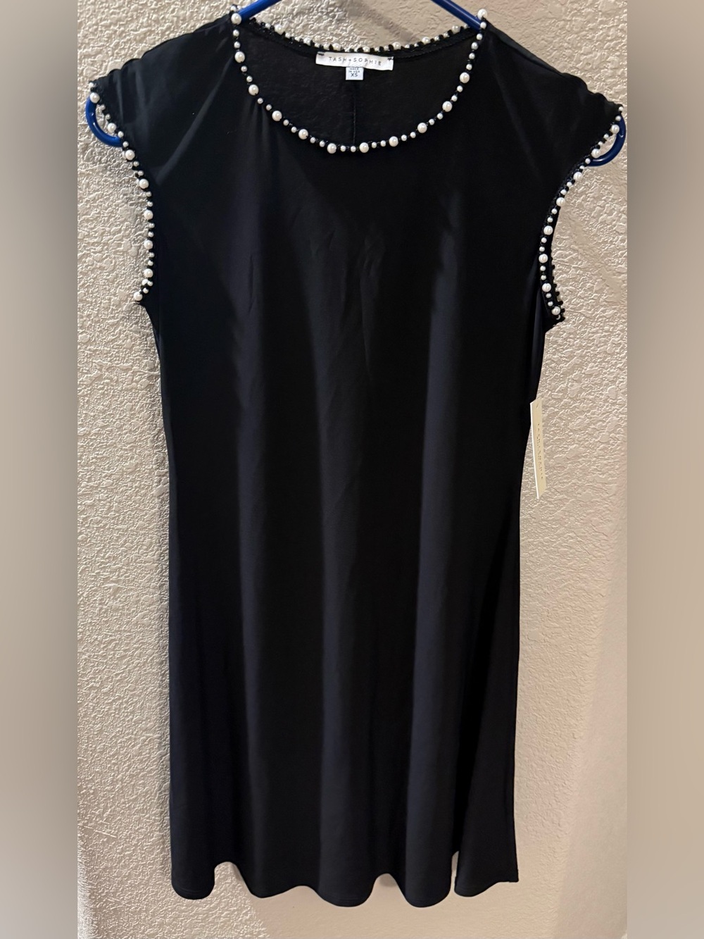 NWT—TASH + SOPHIE Pearl Black Midi Dress, XS